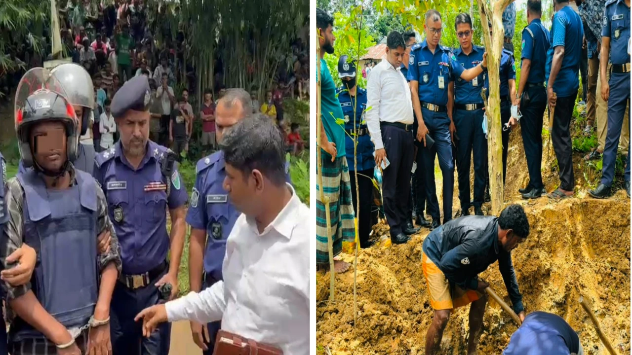 বাড়ির উঠানের মাটি খুড়ে স্ত্রীর মরদেহ উদ্ধার, স্বামী আটক
