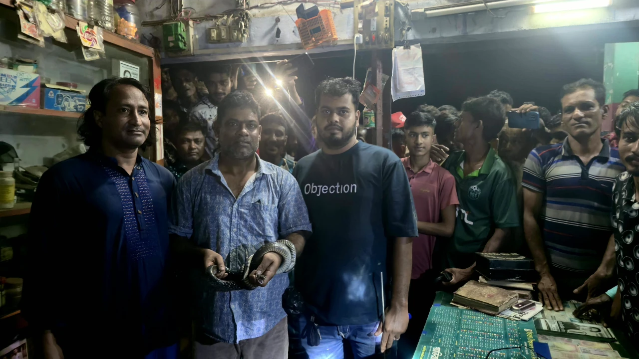 দোকানের ভিতর থেকে দাঁড়াশ সাপ উদ্ধার